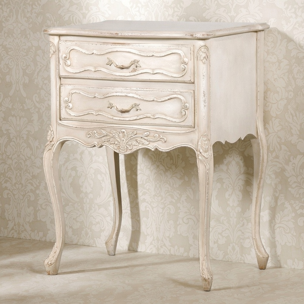 Fleur Aged Ivory Finish Bedside Table Bedside Table UK