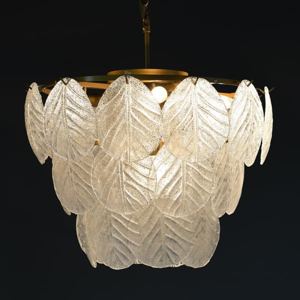 Cosette Cascading Textured Glass Leaf Deco Ceiling Light Ceiling Light UK