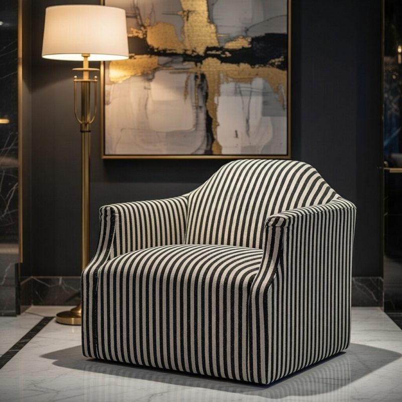 Savona Monochrome Striped Swivel Chair Swivel Chair UK