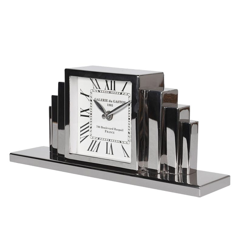 Nickel Finish Art Deco Overmantle Gaston Clock Gaston Clock UK