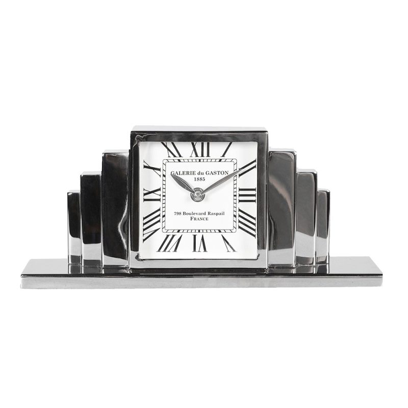 Nickel Finish Art Deco Overmantle Gaston Clock Gaston Clock UK