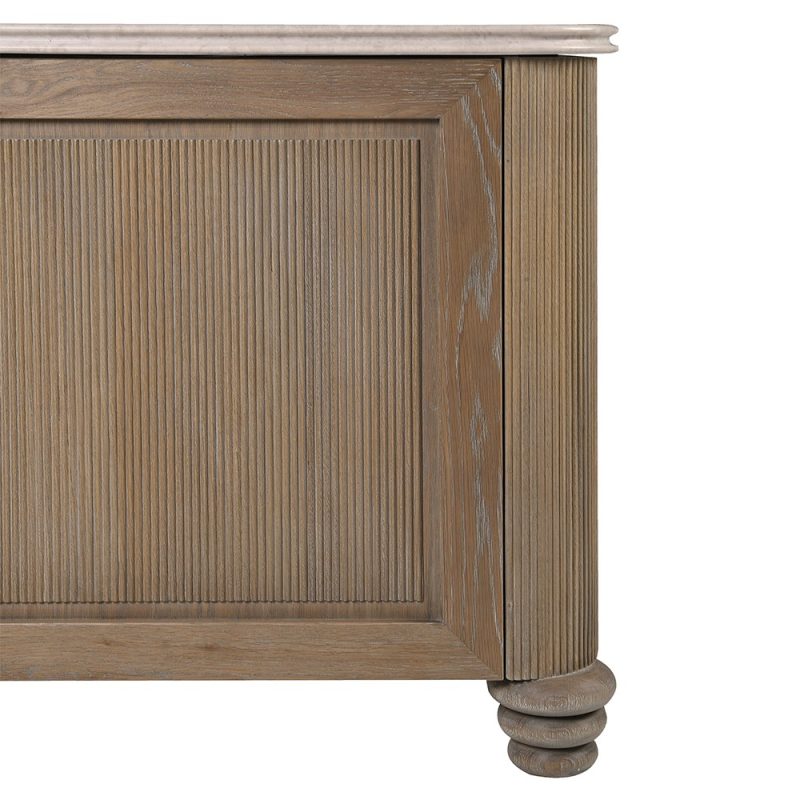 Fabian Reeded Oak Large Cupboard With Marble Top Marble Top UK