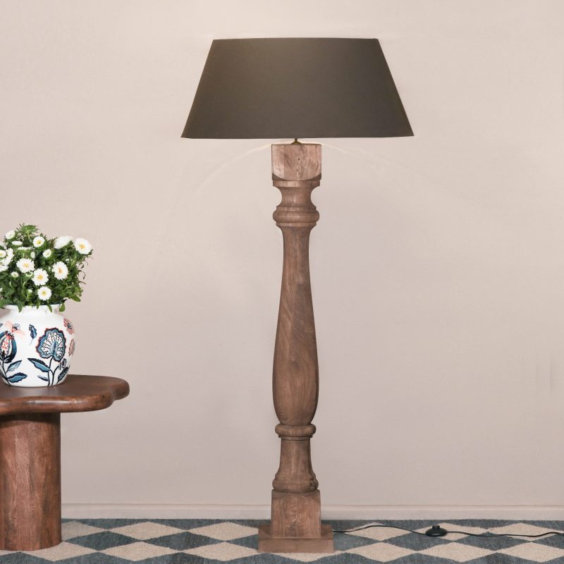 Giulio Column Mango Wood Floor Lamp Floor Lamp UK