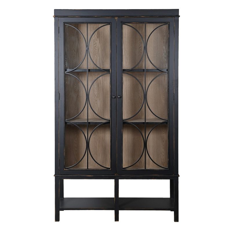 Rue Glazed Distressed Black Alder Wood Cabinet Wood Cabinet UK