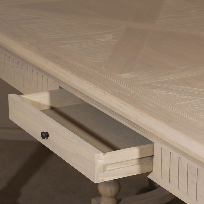 Yves Elm Rectangular Dining Table With Carved Legs Carved Legs UK