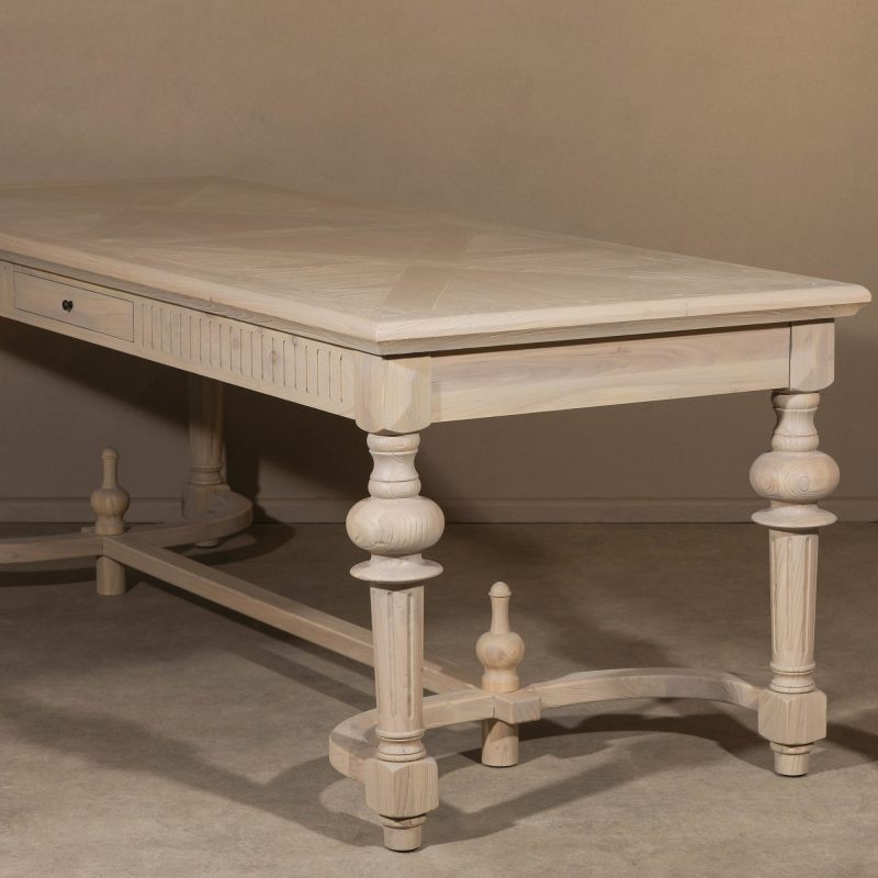 Yves Elm Rectangular Dining Table With Carved Legs Carved Legs UK