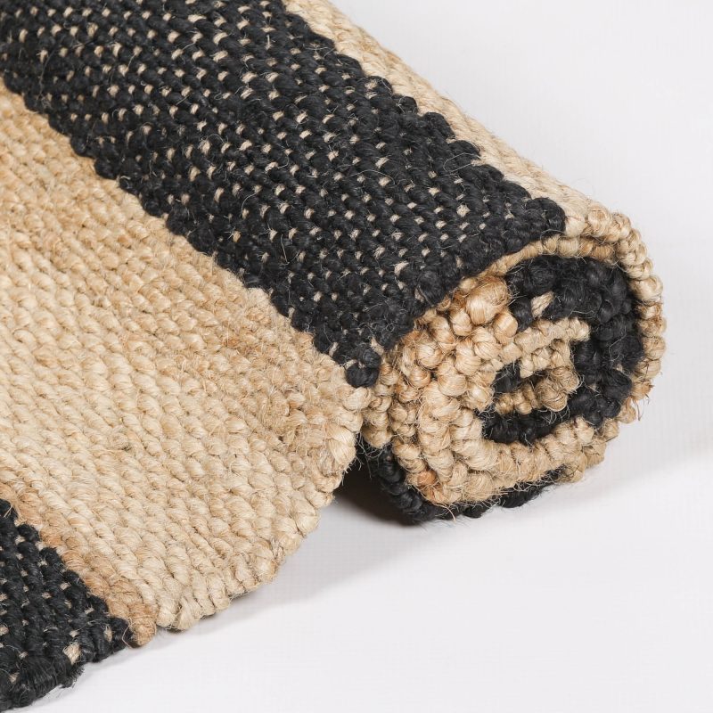 Navin Artisan Black Stripe Jute Rug 230x160cm Rug 230x160cm UK