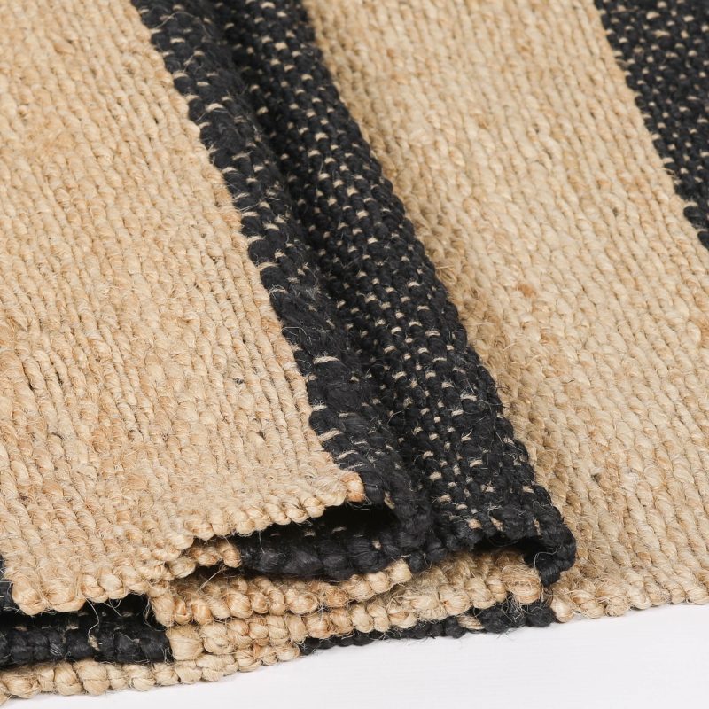 Navin Artisan Black Stripe Jute Rug 230x160cm Rug 230x160cm UK