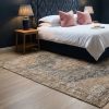 Azalea Faded Pink With Blue Chenille Washed Rug 170x120cm Washed Rug 170x120cm UK