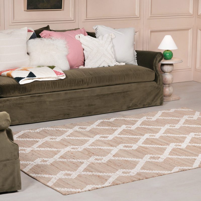 Kirrily Flatwoven Trellis Wool Pattern Natural Jute Rug 260x180cm Rug 260x180cm UK