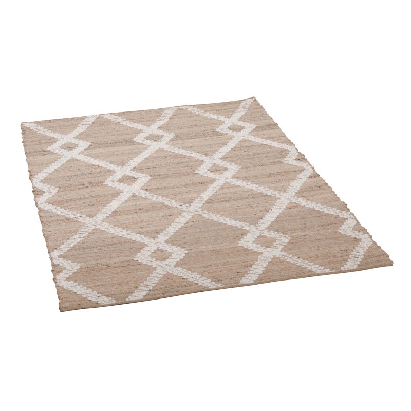 Kirrily Flatwoven Trellis Wool Pattern Natural Jute Rug 170x120cm Rug 170x120cm UK