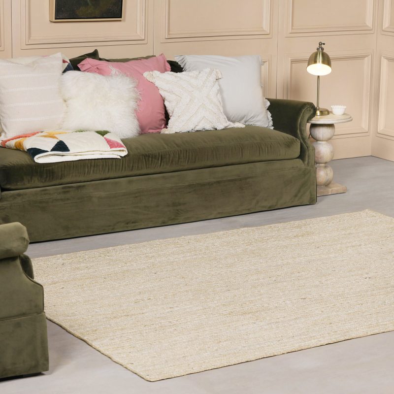 Ecru Jute Weaved Durable Braid Rug 170x120cm Rug 170x120cm UK