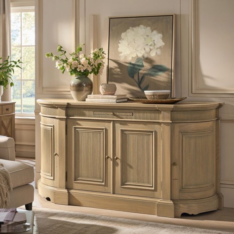 Jacques French Provincial Rounded Buffet Reeded Wooden Sideboard Wooden Sideboard UK