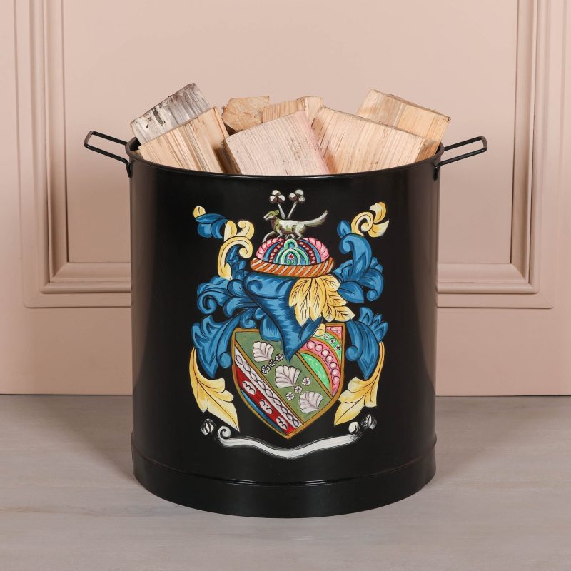 Heritage Crest Heavy Duty Iron Log Bin In Midnight Black Midnight Black UK