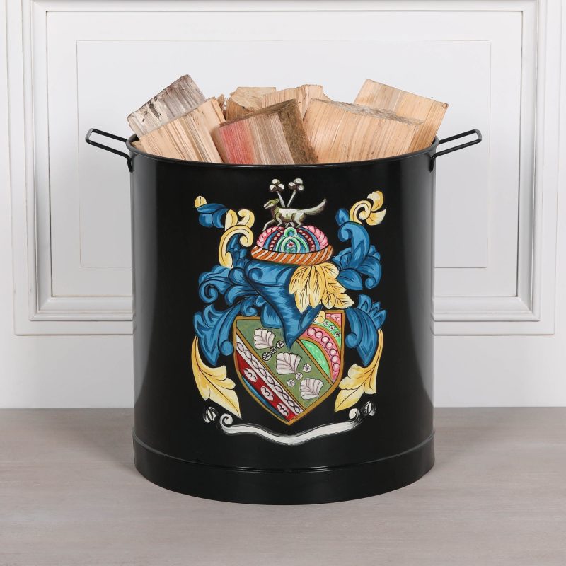 Heritage Crest Heavy Duty Iron Log Bin In Midnight Black Midnight Black UK