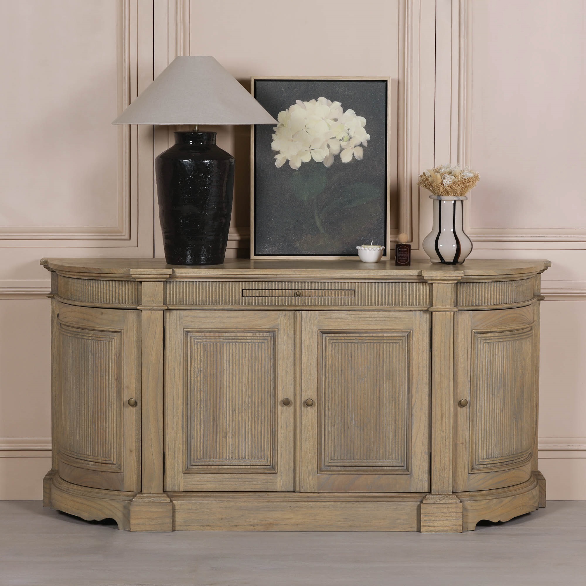 French Provincial Rounded Buffet Reeded Wooden Sideboard Wooden Sideboard UK