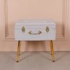 Amour Light Grey Velvet Gold Legs Upholstered Vanity Suitcase Bedroom Dressing Stool Dressing Stool UK