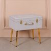 Amour Light Grey Velvet Gold Legs Upholstered Vanity Suitcase Bedroom Dressing Stool Dressing Stool UK