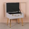 Amour Light Grey Velvet Gold Legs Upholstered Vanity Suitcase Bedroom Dressing Stool Dressing Stool UK