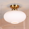 Lucette Brushed Brass Reeded Frosted Glass Semi-Flush Ceiling Light Ceiling Light UK