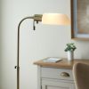 Library Antique Brass Floor Lamp With Opal Shade Opal Shade UK