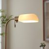 Library Antique Brass Floor Lamp With Opal Shade Opal Shade UK