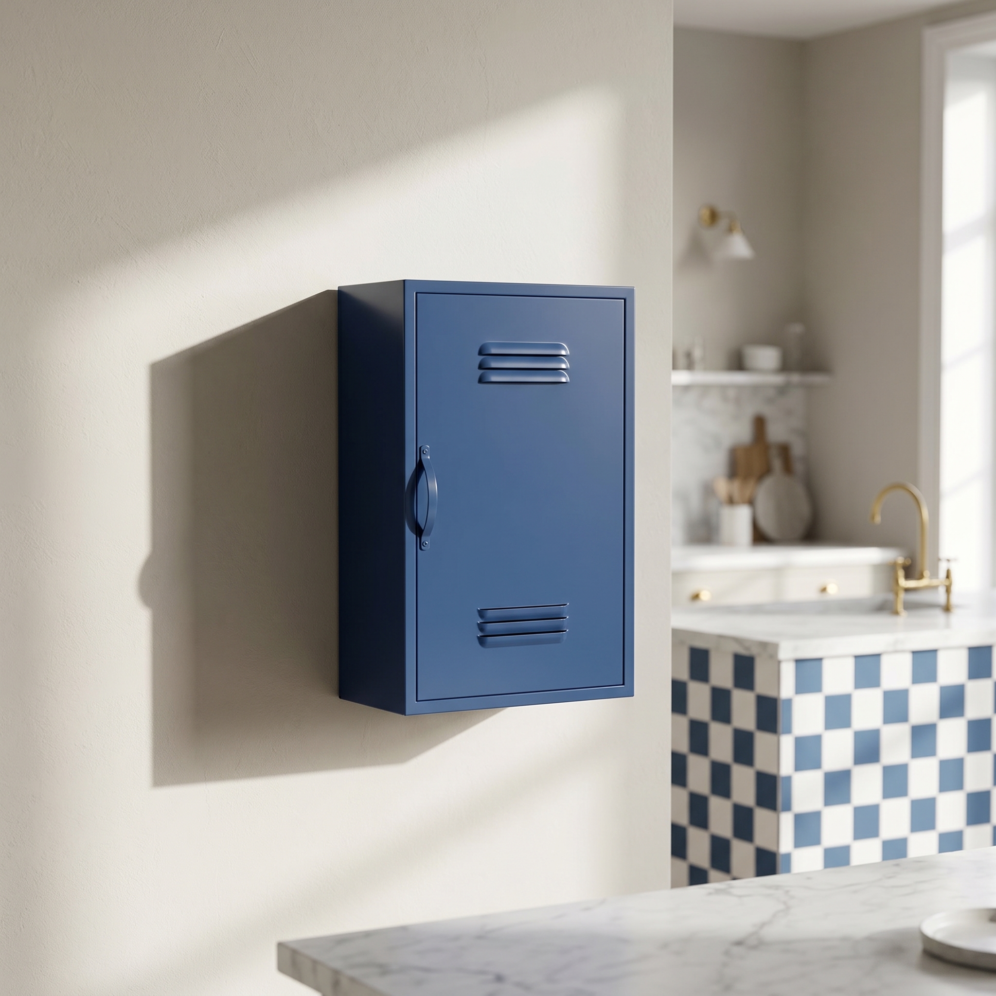 Industrial Metal Wall-Mounted Cabinet Locker in Navy in Navy UK