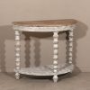 Weathered Fir Wood Half-Moon Console Table with Turned Bobbin Legs Bobbin Legs UK