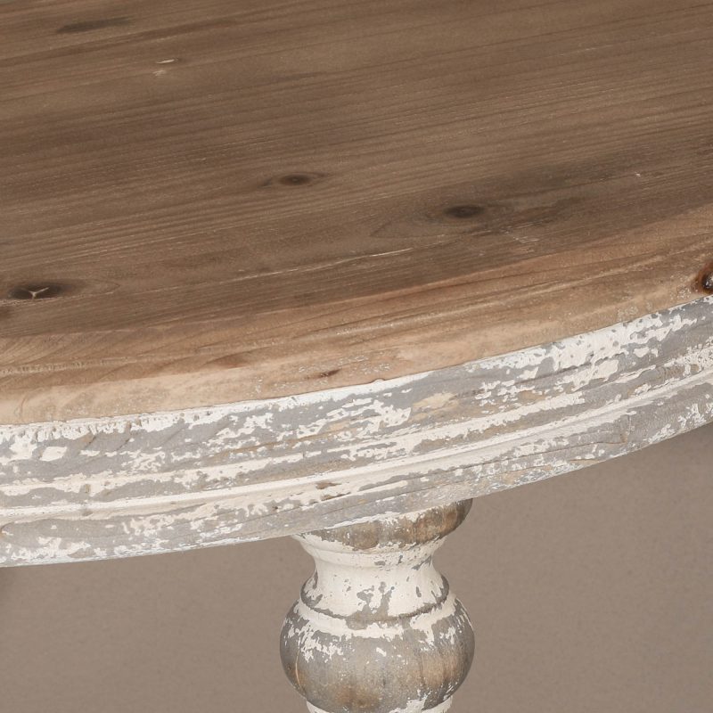 Weathered Fir Wood Half-Moon Console Table with Turned Bobbin Legs Bobbin Legs UK