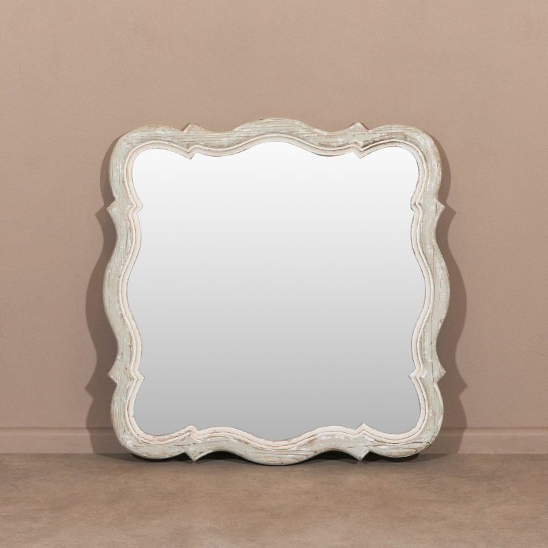 Fontenay Distressed Wood Scalloped 75cm Wall Mirror Wall Mirror UK
