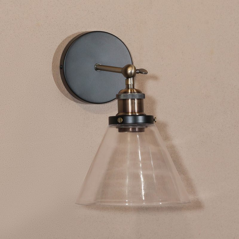 Industrial Factory Satin Nickel Finish Wall Light With Glass Shade (Copy) Shade (Copy) UK