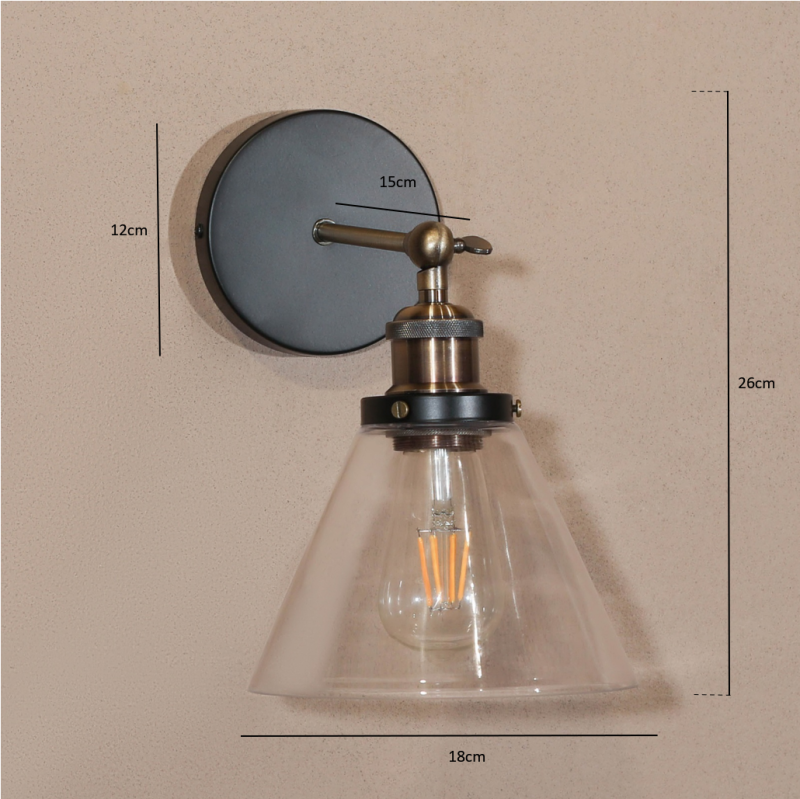 Industrial Factory Satin Nickel Finish Wall Light With Glass Shade (Copy) Shade (Copy) UK
