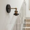 Industrial Factory Black And Brass Wall Light With Glass Shade Glass Shade UK