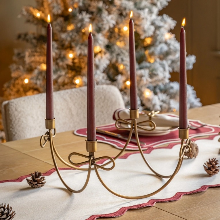 Noel 4 Candle Gold Bow Candelabra Bow Candelabra UK