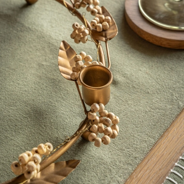 Noel 5 Candle Gold Holly Candelabra Holly Candelabra UK