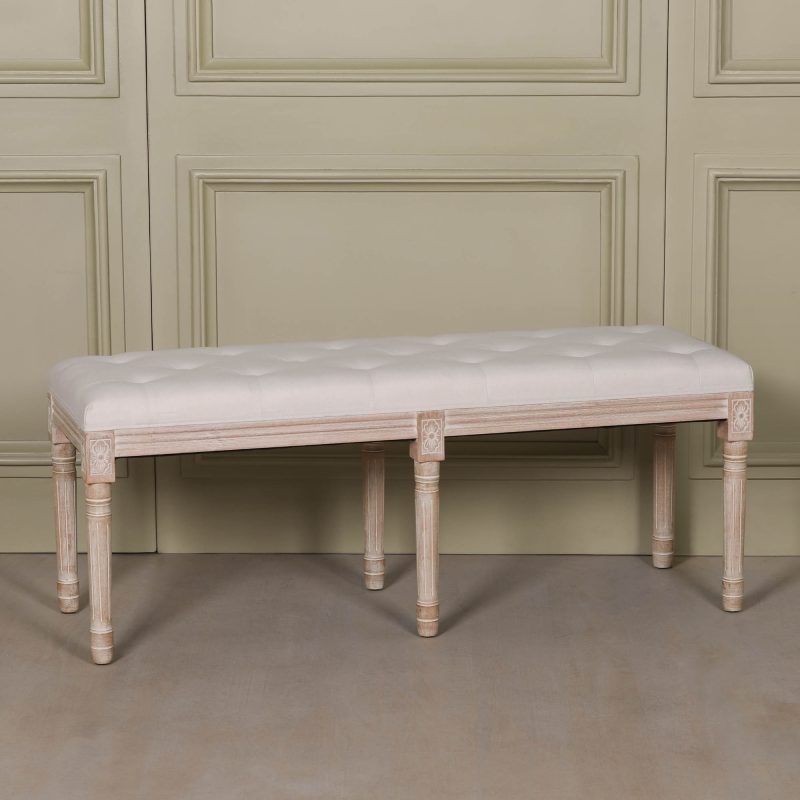 Audeleine Upholstered Footstool French Style Wooden Bench Wooden Bench UK