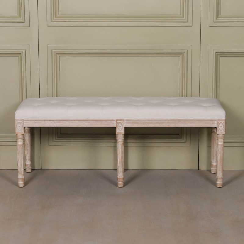 Audeleine Upholstered Footstool French Style Wooden Bench Wooden Bench UK