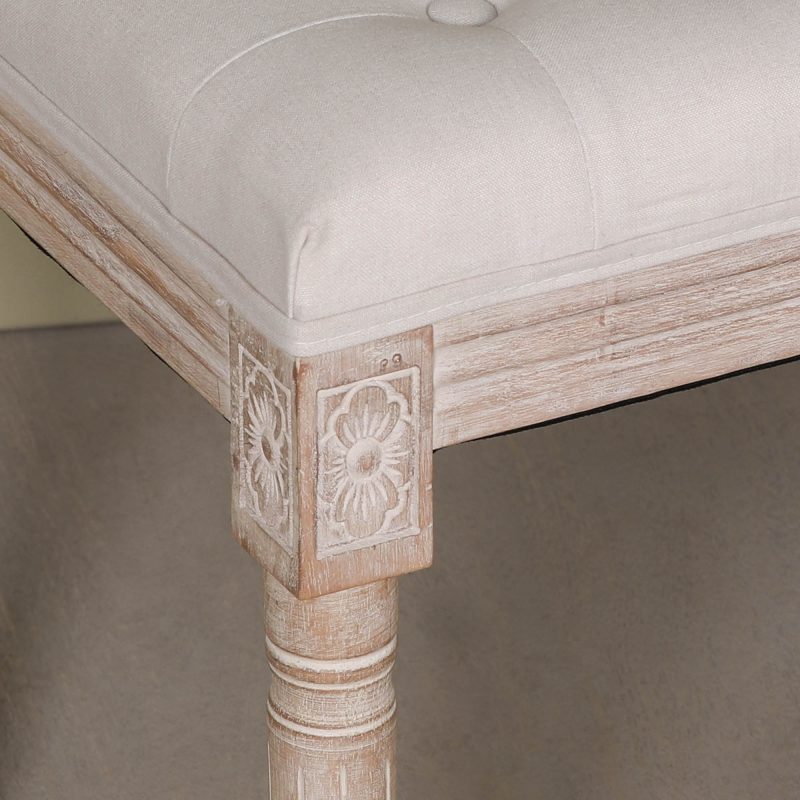 Audeleine Upholstered Footstool French Style Wooden Bench Wooden Bench UK