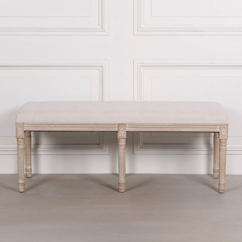 Audeleine Upholstered Footstool French Style Wooden Bench Wooden Bench UK