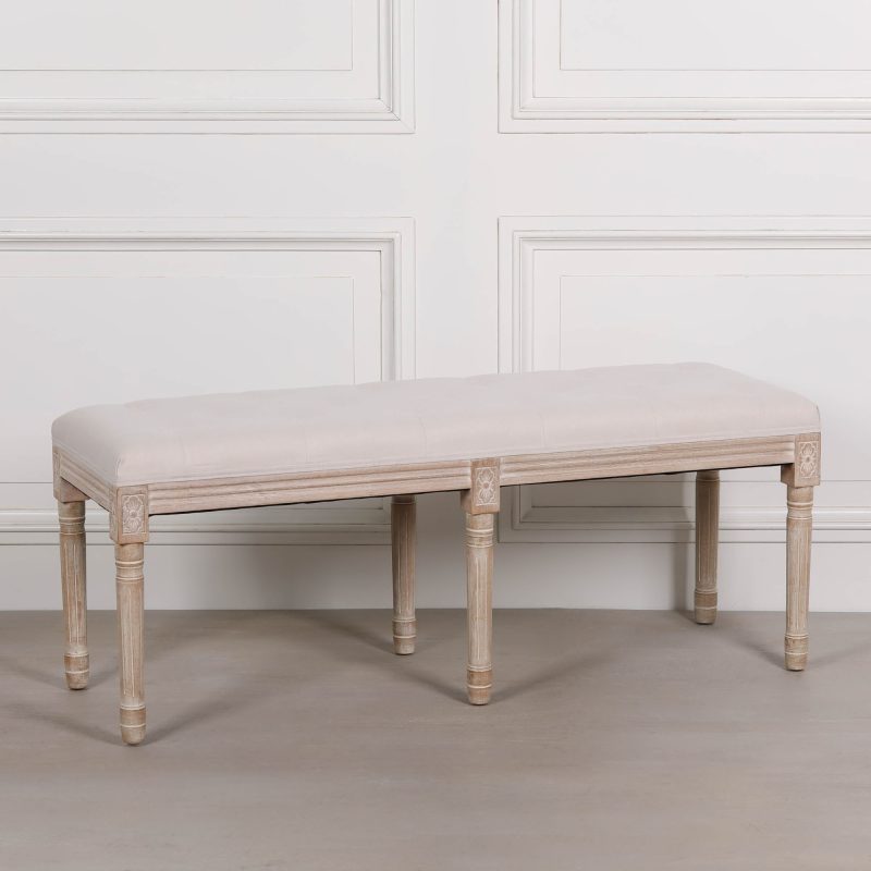 Audeleine Upholstered Footstool French Style Wooden Bench Wooden Bench UK