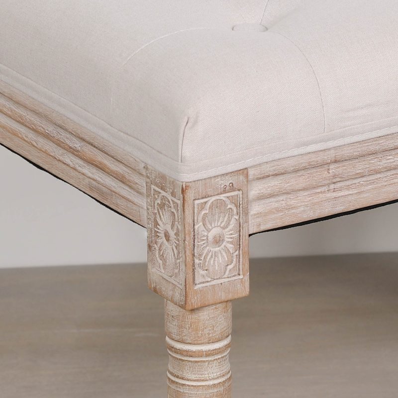 Audeleine Upholstered Footstool French Style Wooden Bench Wooden Bench UK