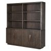 Smoked Dark Oak 4-Door Grand Library Bookcase & Cabinet & Cabinet UK