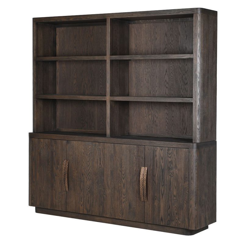 Smoked Dark Oak 4-Door Grand Library Bookcase & Cabinet & Cabinet UK
