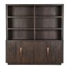 Smoked Dark Oak 4-Door Grand Library Bookcase & Cabinet & Cabinet UK
