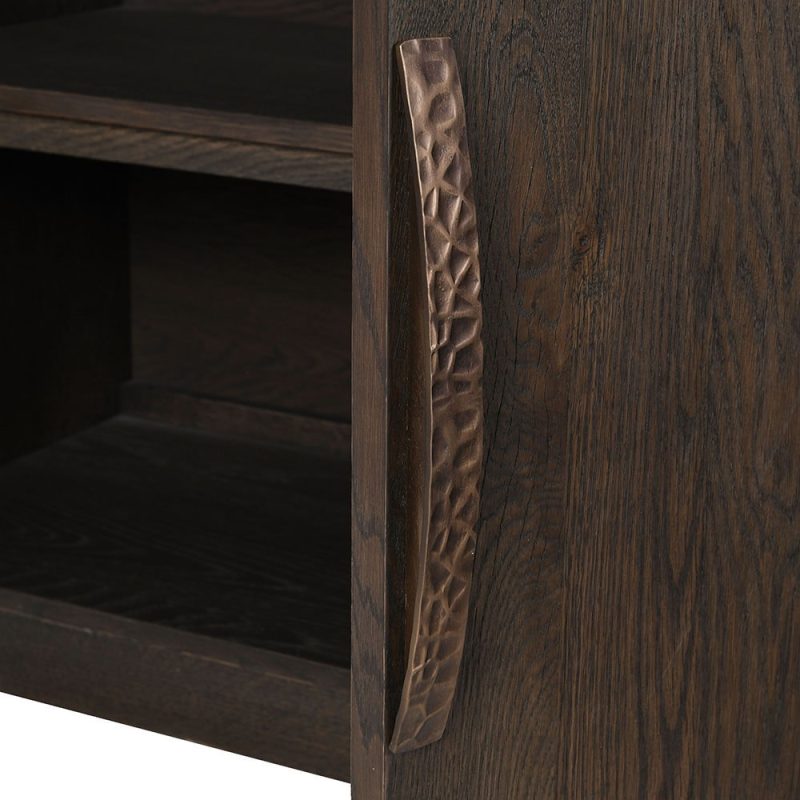 Smoked Dark Oak 4-Door Grand Library Bookcase & Cabinet & Cabinet UK