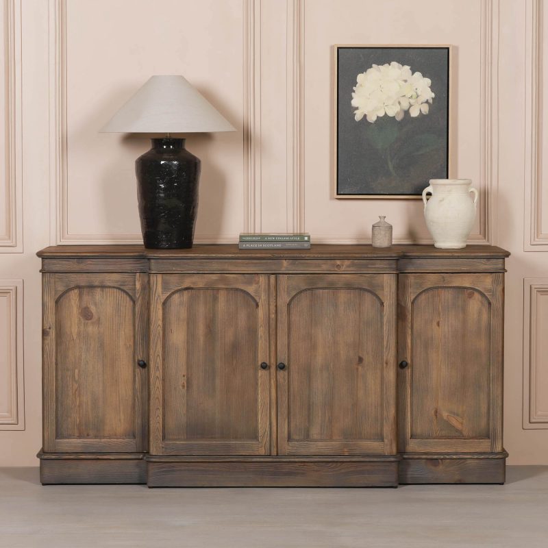Carlotta Rustic Breakfront Sideboard With Mirrored Doors (Copy) Doors (Copy) UK
