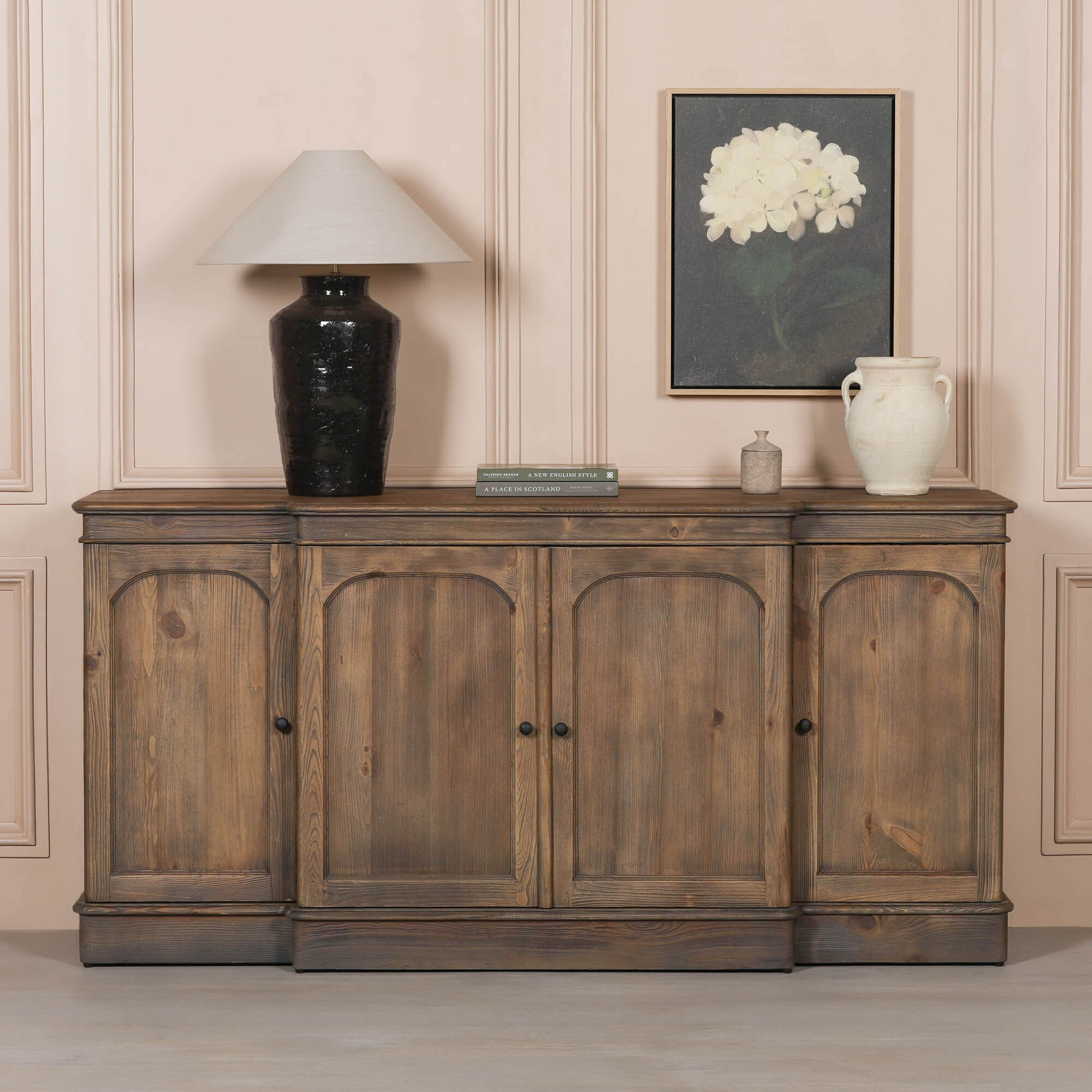 Carlotta Rustic Breakfront Sideboard With Mirrored Doors (Copy) Doors (Copy) UK