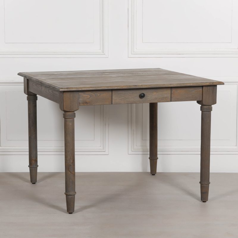 Sylvan 110cm Square Reclaimed Pine Dining Table with Drawer with Drawer UK