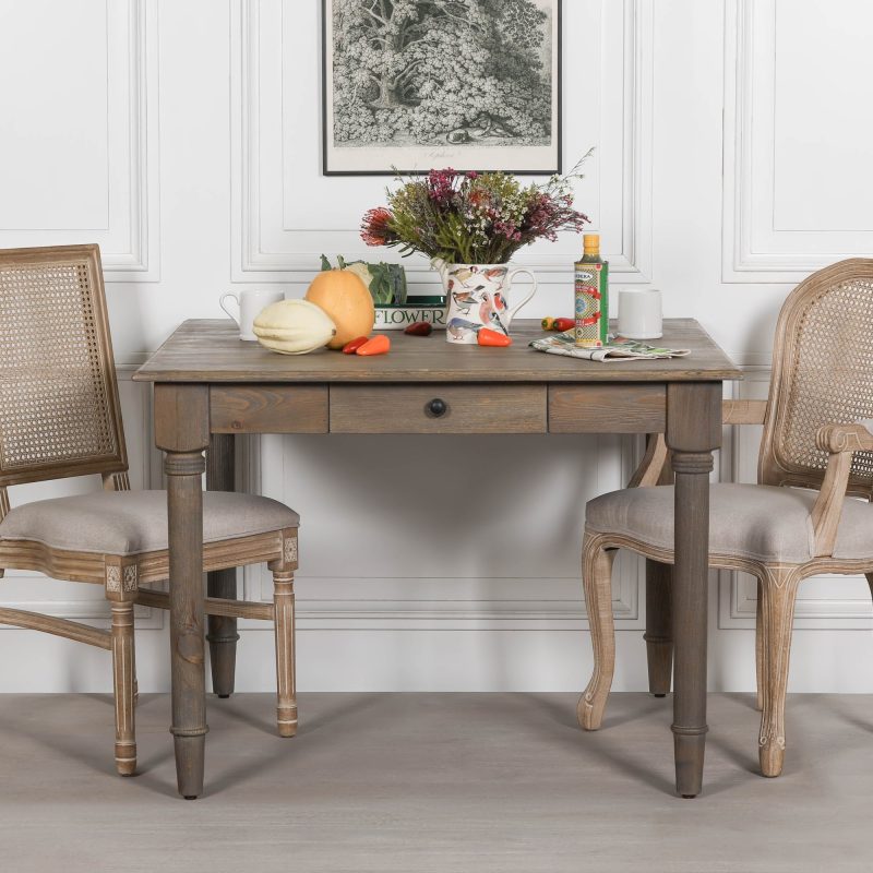 Sylvan 110cm Square Reclaimed Pine Dining Table with Drawer with Drawer UK