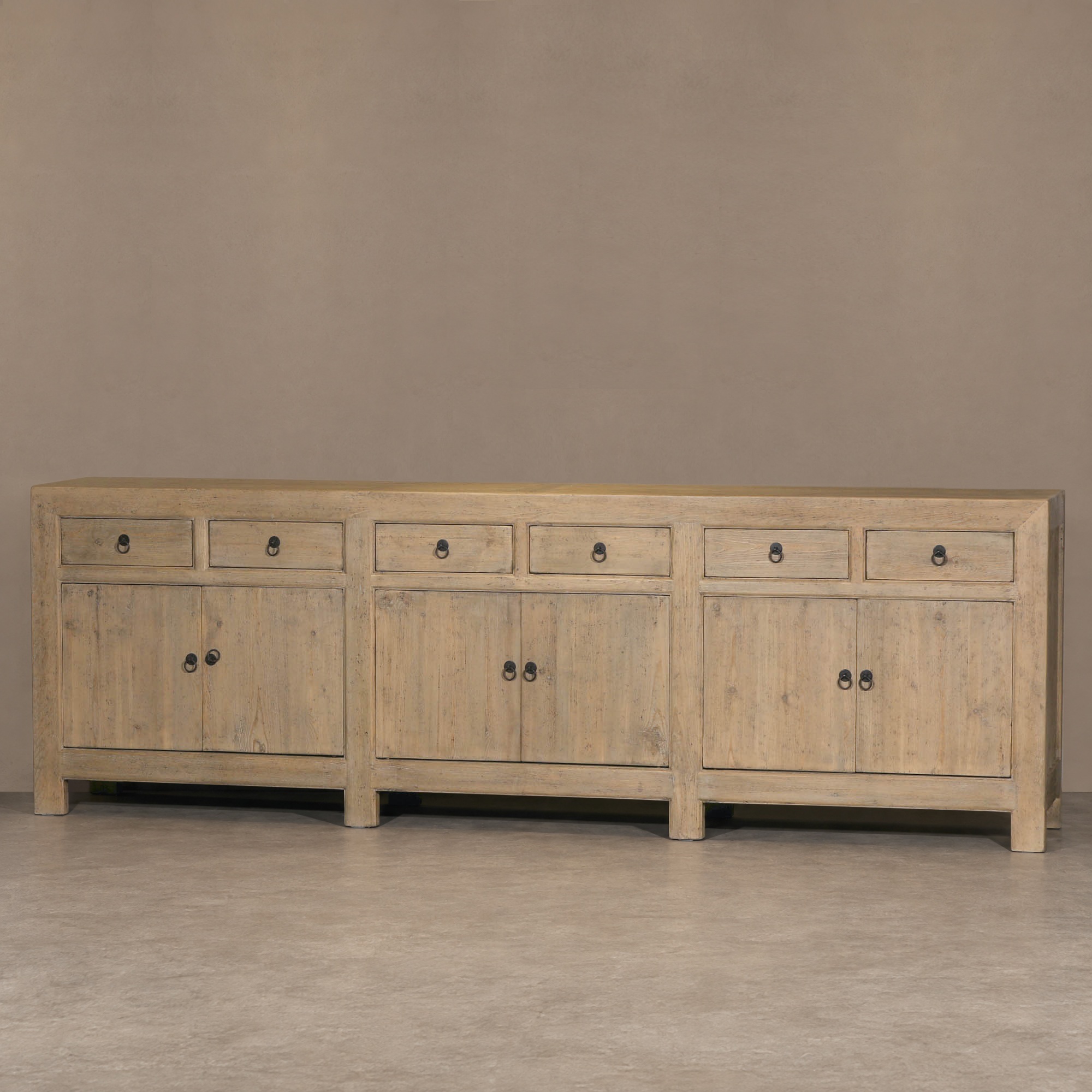 Kansu Natural Pine Extra Large Oriental 280cm Sideboard 280cm Sideboard UK